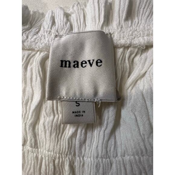 Anthropologie Maeve Short Sleeve Ruffle Yoke Blouse in White - Picture 4 of 11